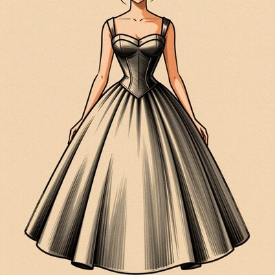 Woman in Black Ball Gown