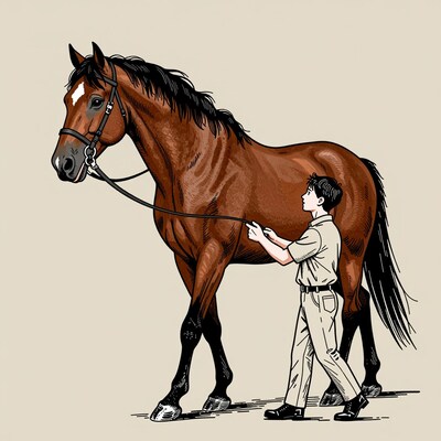 Boy Leading Brown Horse