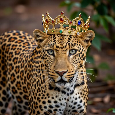 Leopard Wearing Crown