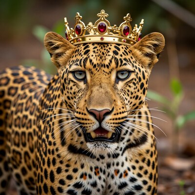 Leopard Wearing Crown