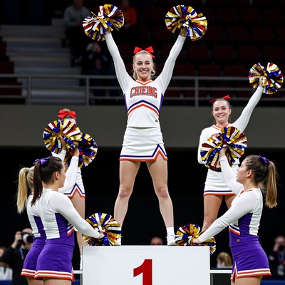 Cheering Squad on Winners Podium