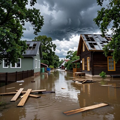 Flooded Wooden Houses Storm