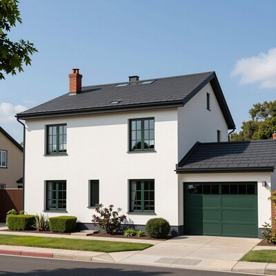 Modern two-story white house