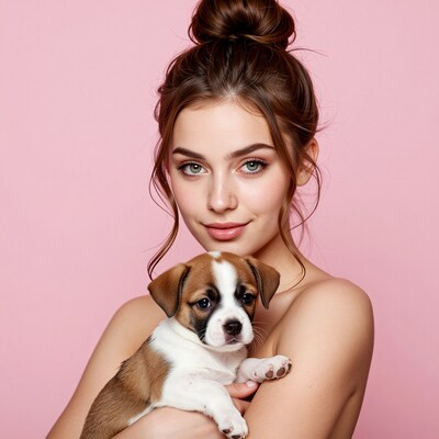 Woman Holding Puppy