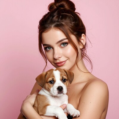 Woman Holding Puppy