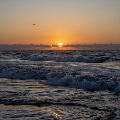 Ocean waves at sunset