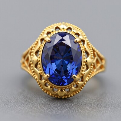 Gold Blue Sapphire Ring