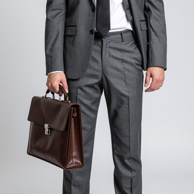 Man in suit holding briefcase