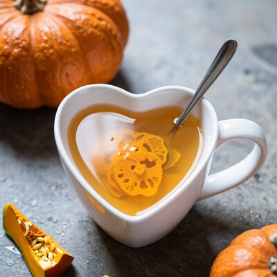 Pumpkin Spice Tea in Heart Mug