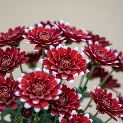 Red and White Chrysanthemums