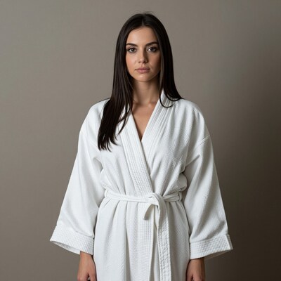 Woman in White Bathrobe
