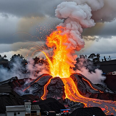 Erupting Volcano Lava Flow