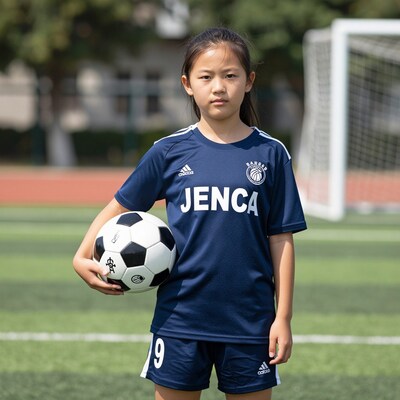 Young Asian girl soccer player