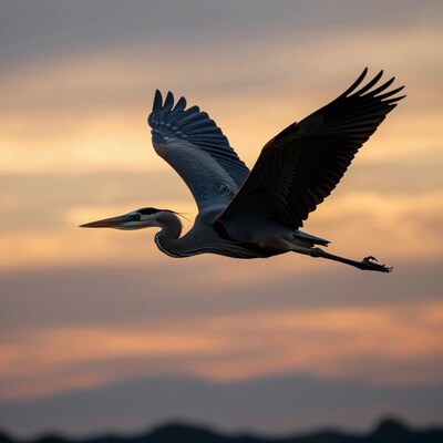 Great Blue Heron Flying
