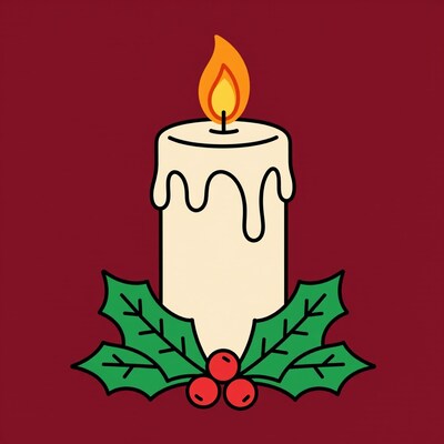Christmas Candle with Holly