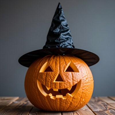 Jack O Lantern with Witch Hat