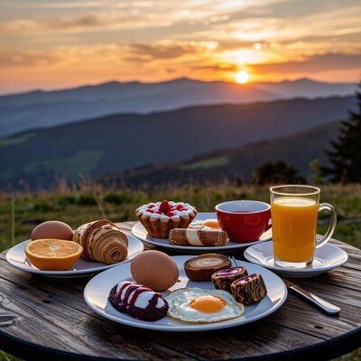 Breakfast with Mountain Sunrise