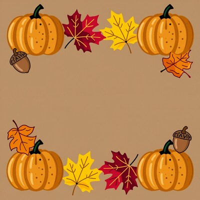 Autumn Pumpkins and Leaves