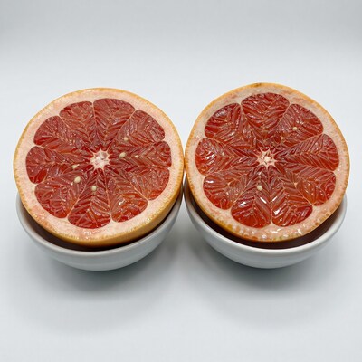 Halved Grapefruit in Bowls