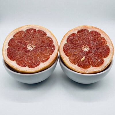 Halved Red Grapefruit in Bowls