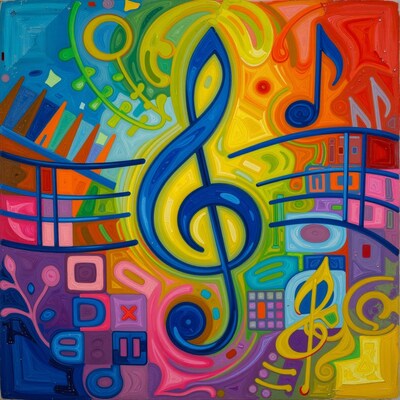 Vibrant Musical Treble Clef