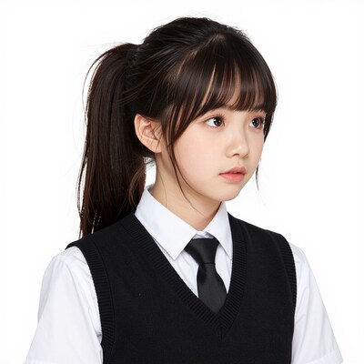 Young Asian girl in school uniform