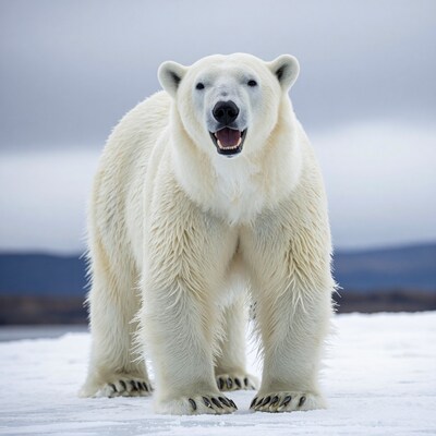 Polar Bear Standing on Ice