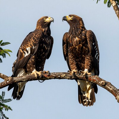 Two Golden Eagles Perched
