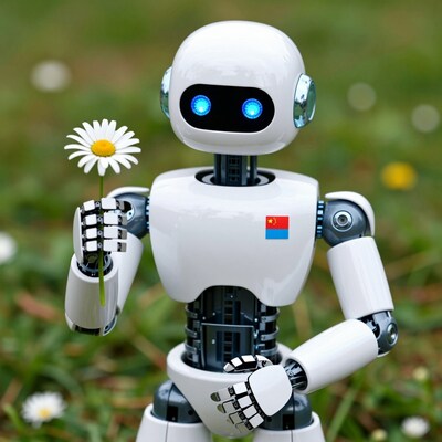 Robot Holding Daisy Flower