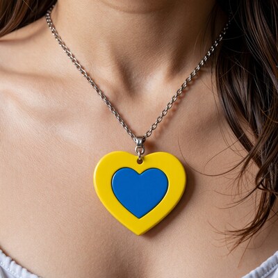 Yellow Blue Heart Necklace