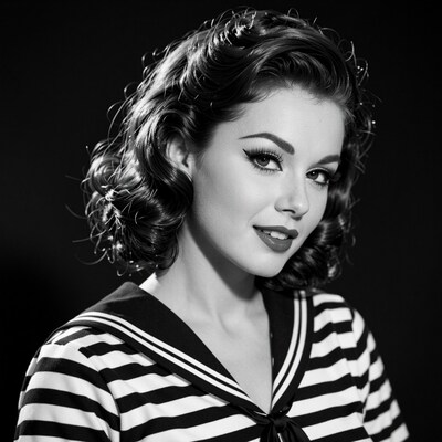 Woman in Sailor Striped Shirt