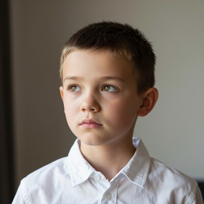 Young boy looking away