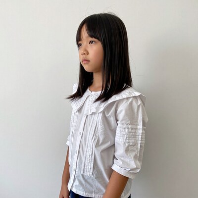 Young East Asian girl in white blouse