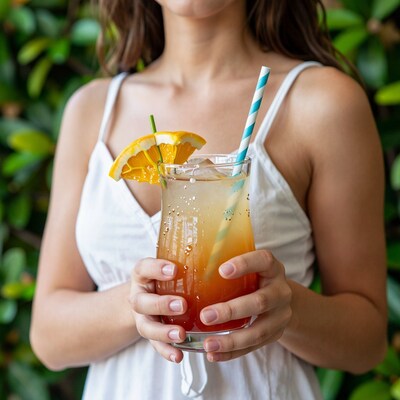 Woman Holding Tropical Cocktail