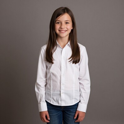 Smiling young girl in white shirt