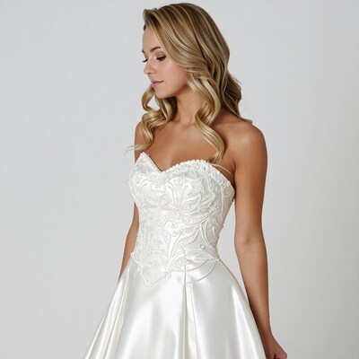 Blonde Woman in White Wedding Dress