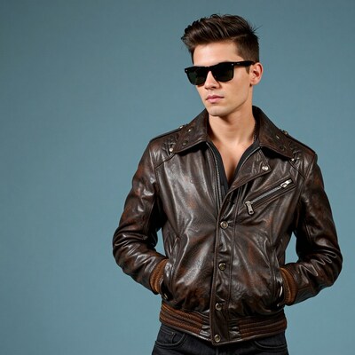 Man in Brown Leather Jacket