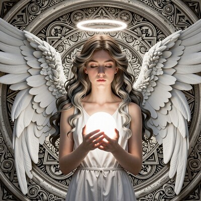 Angel with glowing orb