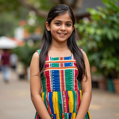 Smiling Indian Girl in Colorful Dress
