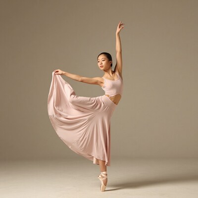 Asian ballerina in pink dress