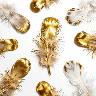 Golden and White Feathers