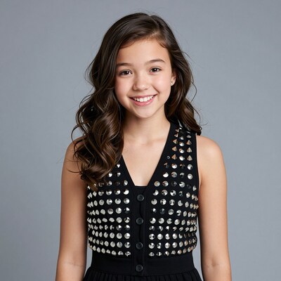 Smiling young girl with long brown hair