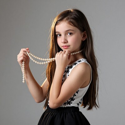 Young girl with pearl necklace