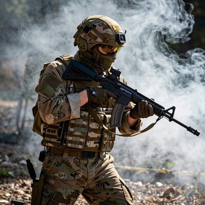 Soldier with Rifle in Smoke