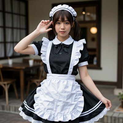 Japanese maid cosplay girl