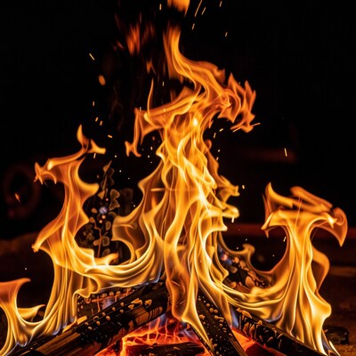 Burning Campfire Flames