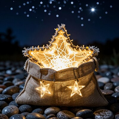 Star Light in Burlap Sack