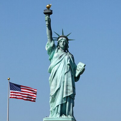Statue of Liberty with American Flag