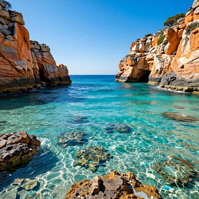 Turquoise Cove Between Orange Cliffs