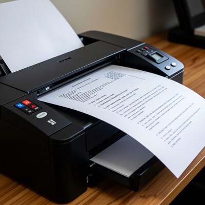 Black Printer Printing Document